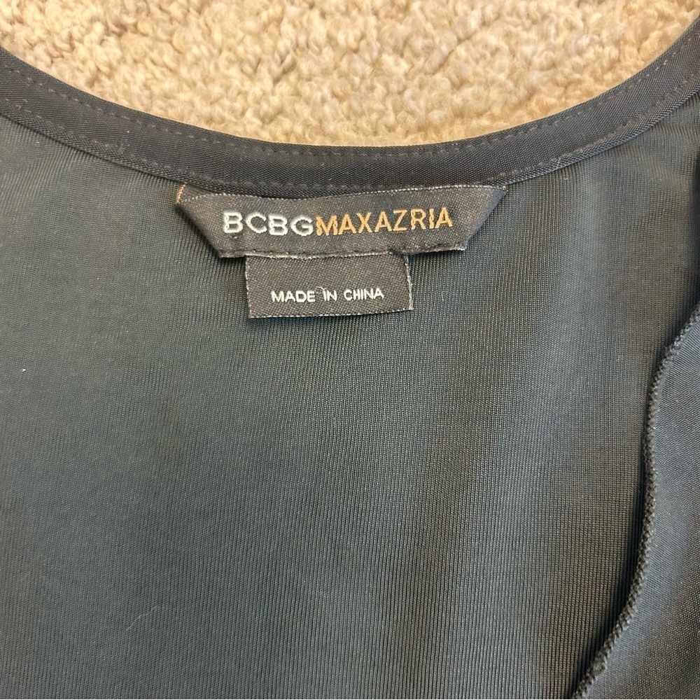 BCBGMAXAZRIA black crisscross 3/4 sleeve top blouse stretchy Sz M - Picture 6 of 10